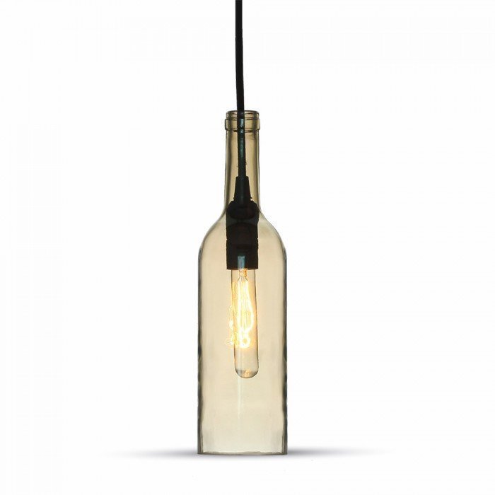 Amber Glass Bottle LED Pendant