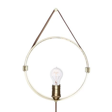 Globen Lighting Hangover Valaisin Ja Peili Messinki-Ruskea Nahka