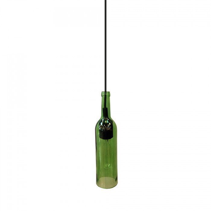 Green Glass Bottle LED Pendant