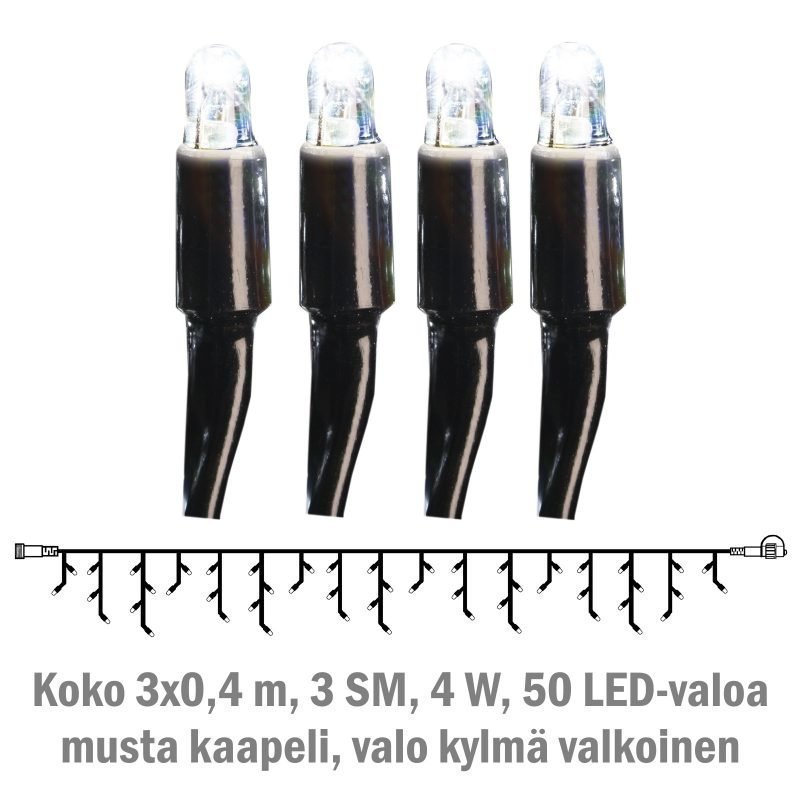 Jääpuikkonauha System LED Extra musta 4W 50 valoa 3x0