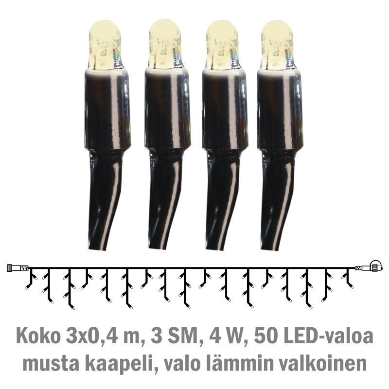 Jääpuikkonauha System LED Extra musta 4W 50 valoa 3x0