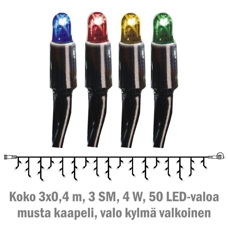 Jääpuikkonauha System LED Extra musta 4W 50 valoa 3x0
