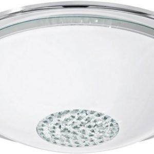 LED-plafondi Giolina kromireunukset valkoinen kupu kristallisella keskiöllä