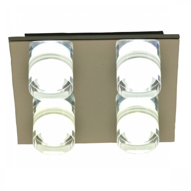 LED-plafondi Vetro IP44 230x230x80 mm 4-osainen kromi/akryyli