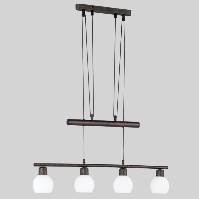 LED-riippuvalaisin Adele 780x100x1800 mm 4-osainen antiikkiruskea/opaalilasi