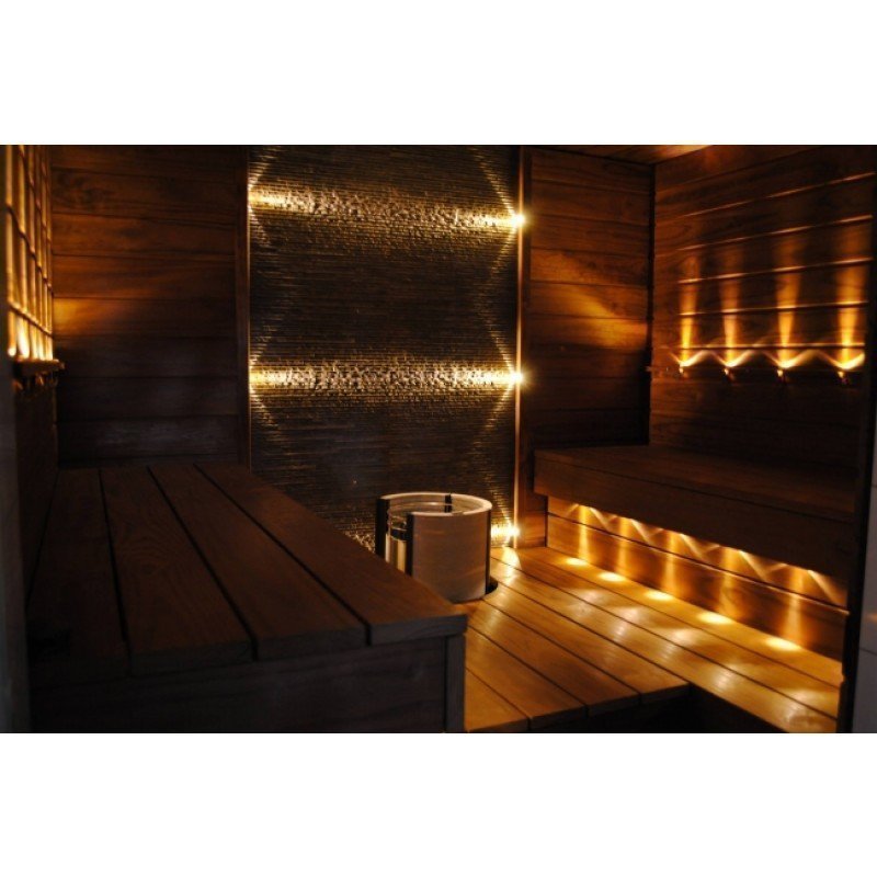 LED saunavalosetti Timburg 12 osaa lämmin valkoinen teräs kehys