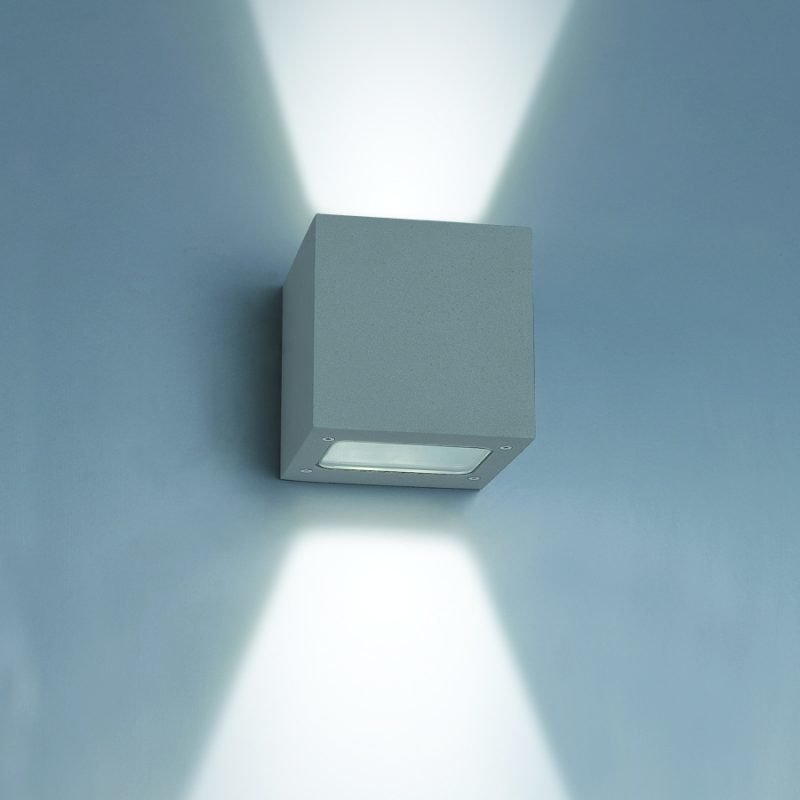 LED-seinävalaisin Wall Out Cubic 2 2x3W 3000K 2x200lm IP55 100x120x100 mm kaksisuuntainen harmaa