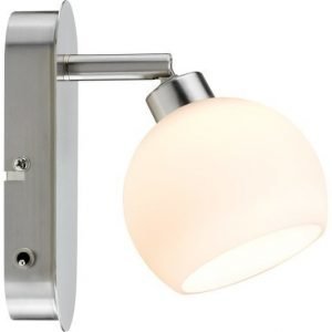 LED-seinävalaisin Wolbi Ø 80x160 mm harjattu teräs/valkoinen