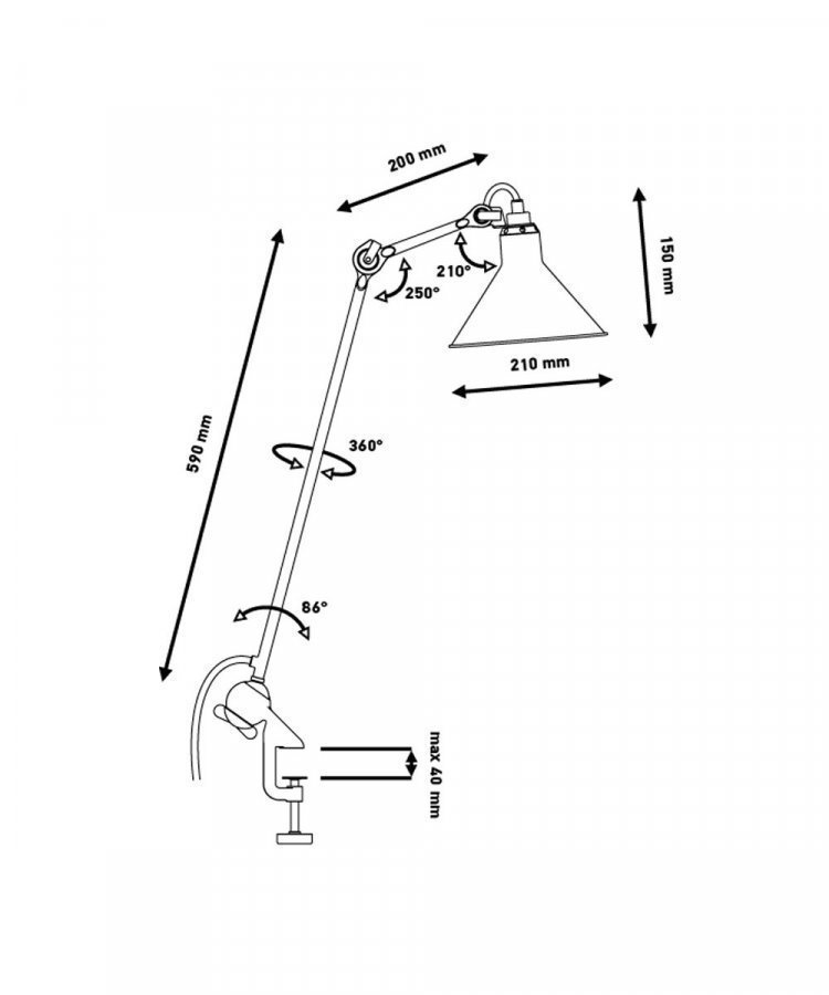 Lampe Gras 201 Pöytävalaisin Musta / Kromi
