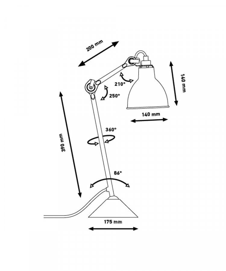 Lampe Gras 205 Pöytävalaisin Musta / Kupari