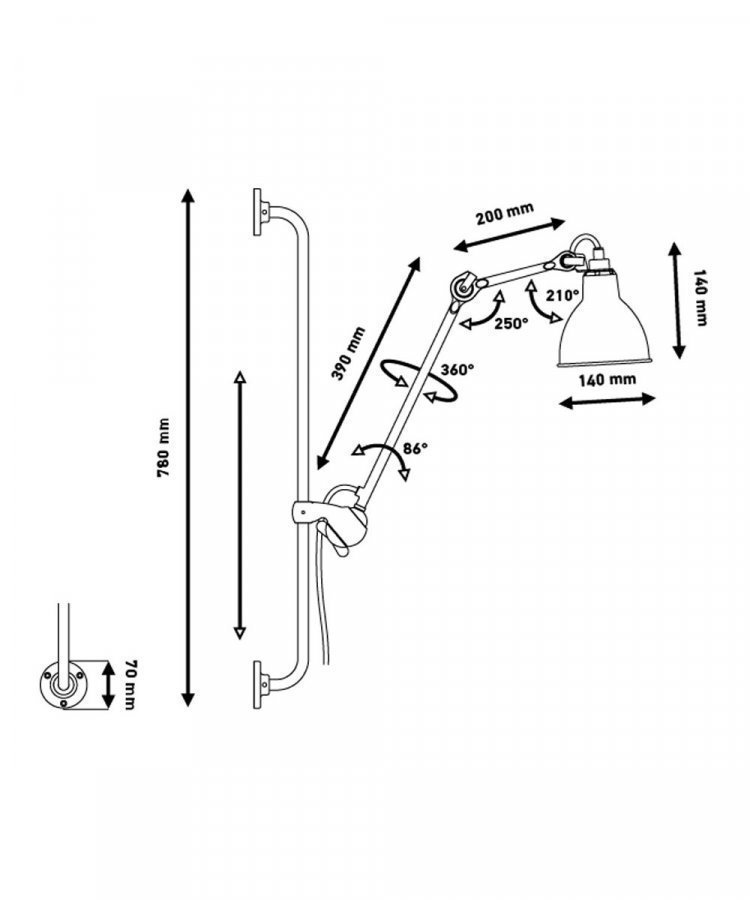 Lampe Gras 210 Seinävalaisin Punainen / Musta