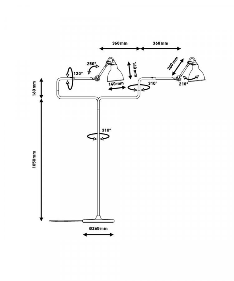 Lampe Gras 411 Kromi Lattiavalaisin