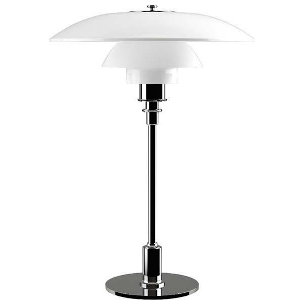 Louis Poulsen Ph 3 1/2 2 1/2 Pöytävalaisin Kiiltokromattu Opaalilasi