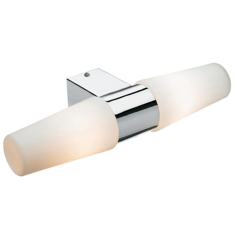 Markslöjd Seinävalaisin Vällinge 360x70 mm 2-osainen kromi/opaalilasi IP21 pistorasialla