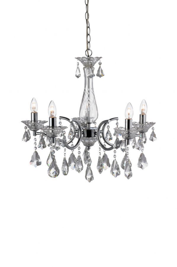 Markslöjd Sparreholm Kattokruunu 5 Lamppua Kromi / Kirkas Kromia