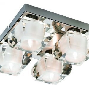 Plafondi Höör 220x220x100 mm musta kromi/huurre/kirkas lasi IP21