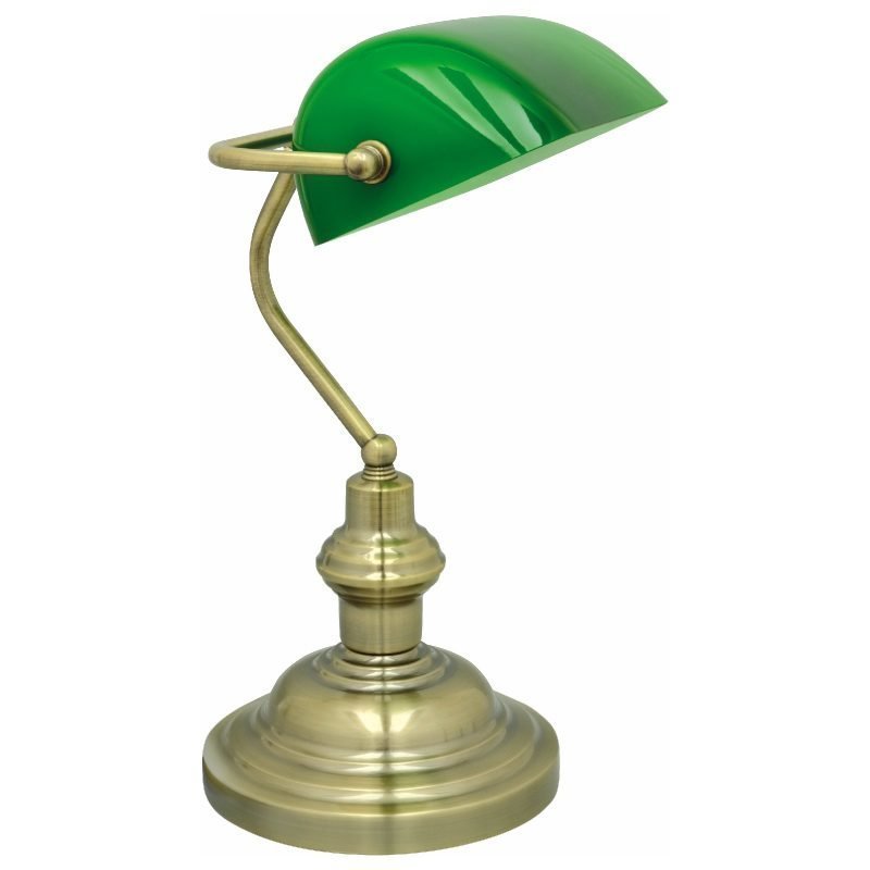 Pöytävalaisin Bankir 188x216x395 mm antiikkimessinki/vihreä
