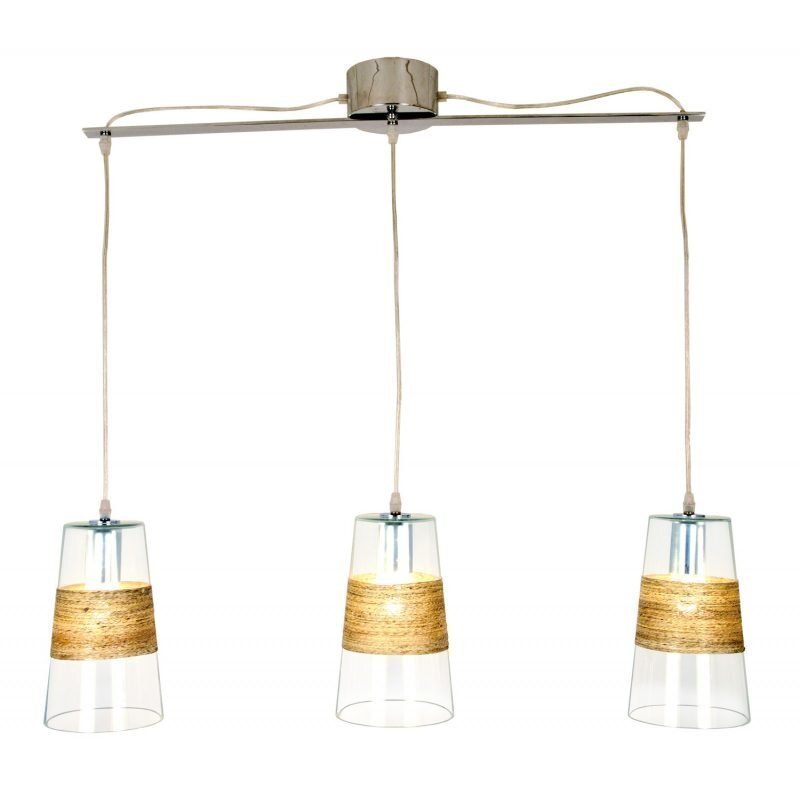 Riippuvalaisin Linn 880x140x250 mm 3-osainen kirkas lasi/pellava