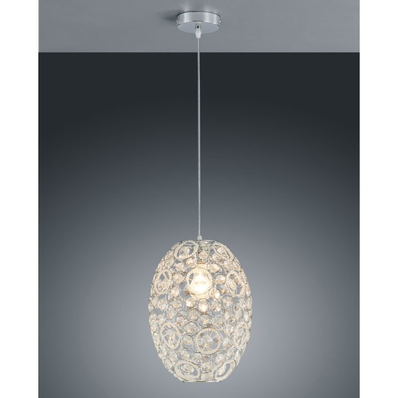 Riippuvalaisin Riad Ø 265x1500 mm ovaali kirkas akryyli/kromi