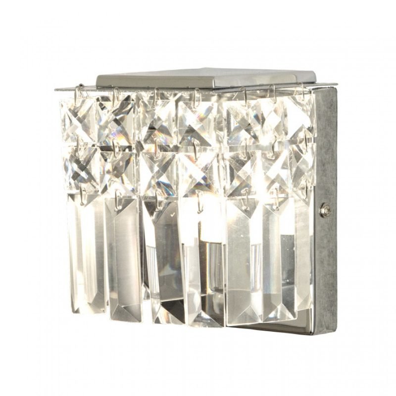 Seinävalaisin Belissa IP44 105x105x120 mm kromi/lasi