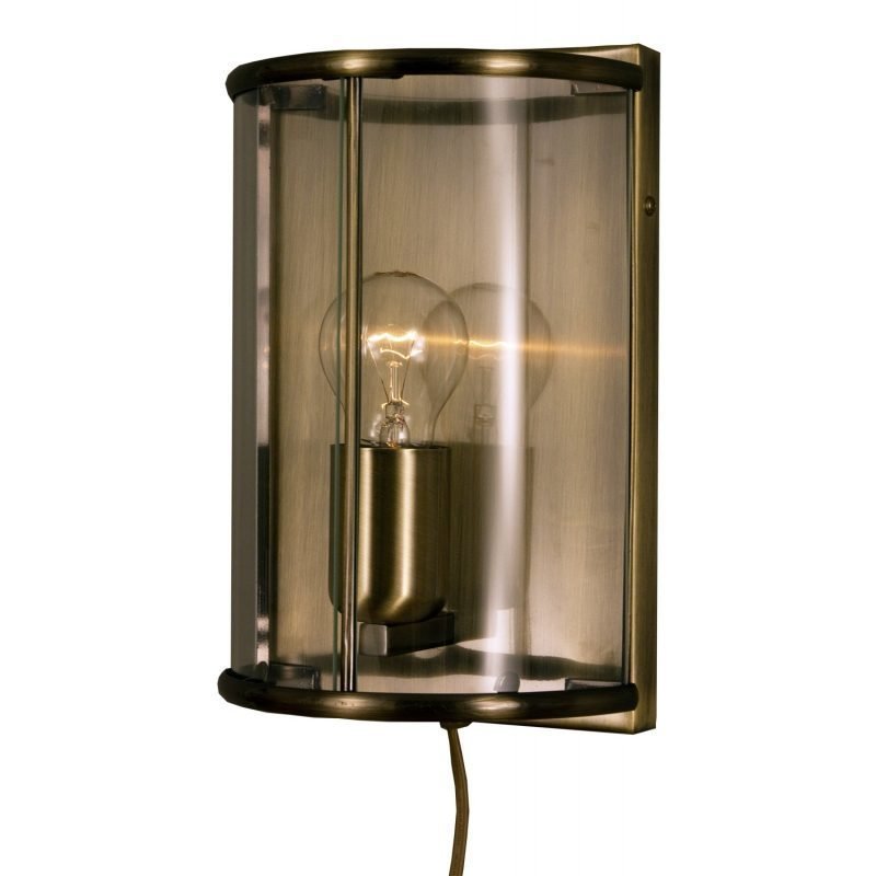 Seinävalaisin Budgie 150x115x250 mm antiikkimessinki/kirkas lasi