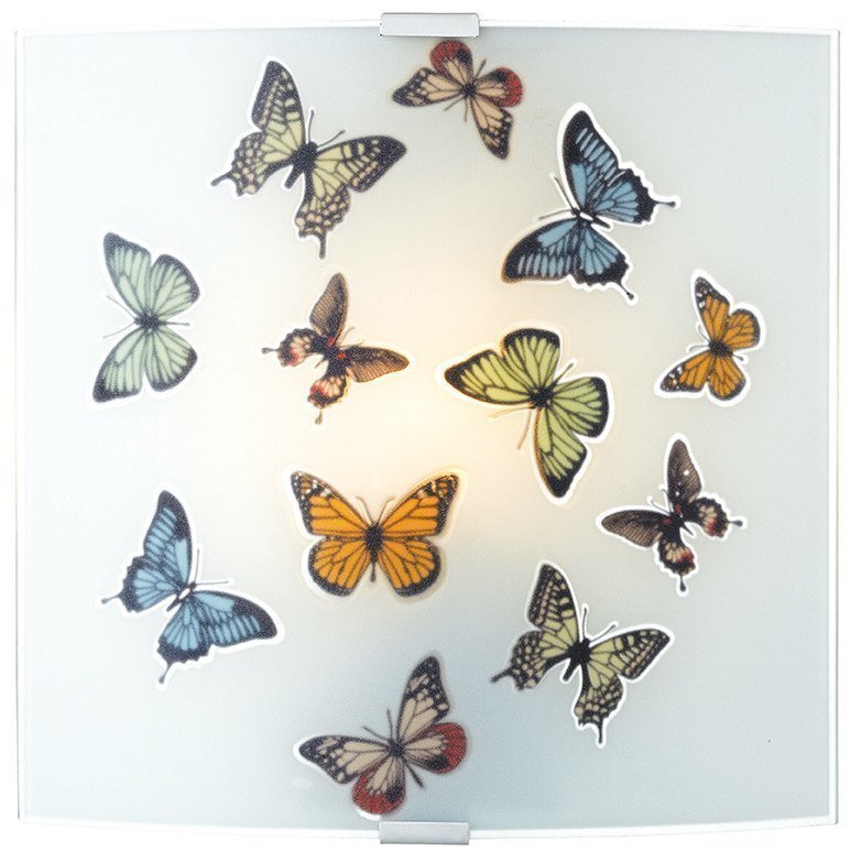 Seinävalaisin Butterfly 255x265x9 mm lasi kuvioitu