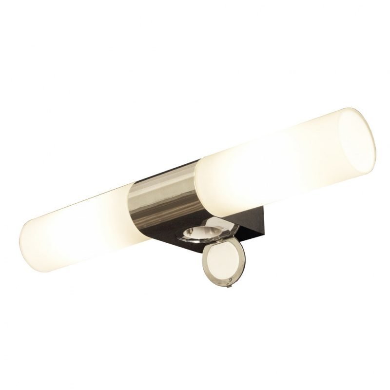 Seinävalaisin Cosenza IP44 435x115x64 mm 2-osainen + pistorasia kromi/valkoinen