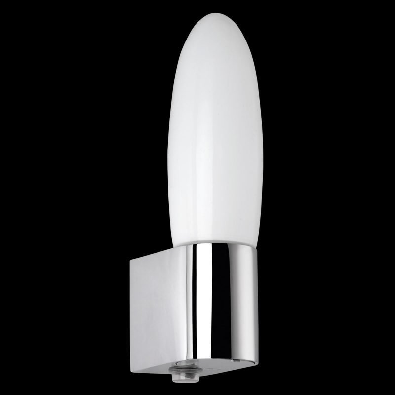 Seinävalaisin H2O 2808 70x105x250 mm IP44 + pistorasia opaalilasi/kromi