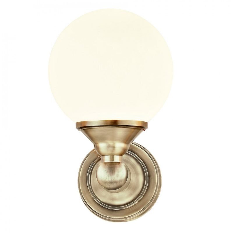 Seinävalaisin Lugano IP44 120x150x200 mm antiikkimessinki/valkoinen