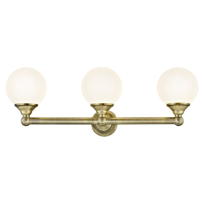 Seinävalaisin Lugano IP44 560x150x200 mm 3-osainen antiikkimessinki/valkoinen