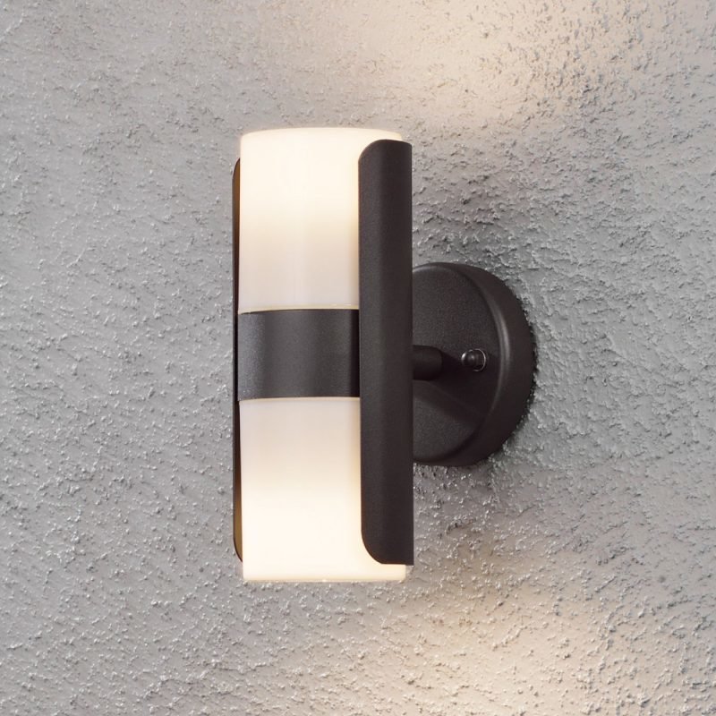 Seinävalaisin Modena 7522-750 75x130x195 mm ylös/alas musta/opaali