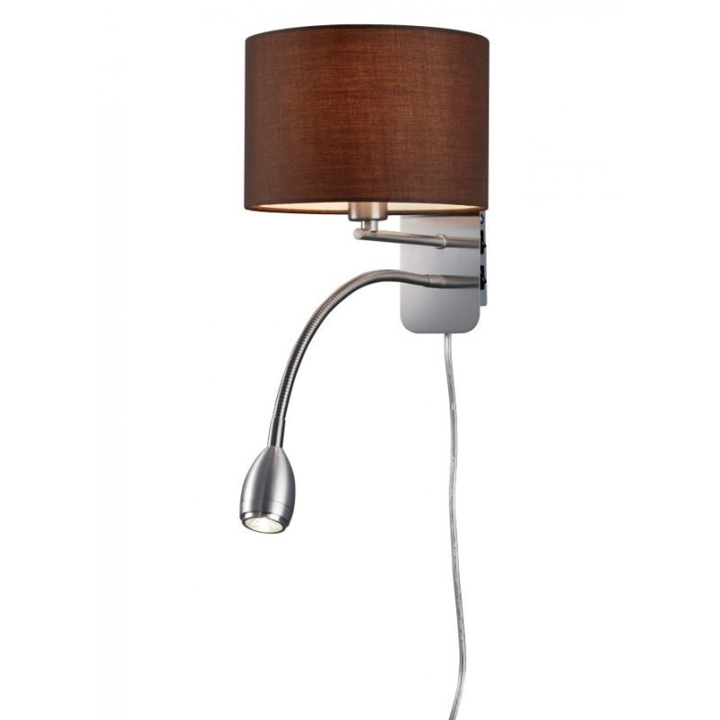 Seinävalaisin Round 200x250x285 mm LED-lukuvalolla cappucino/harjattu teräs