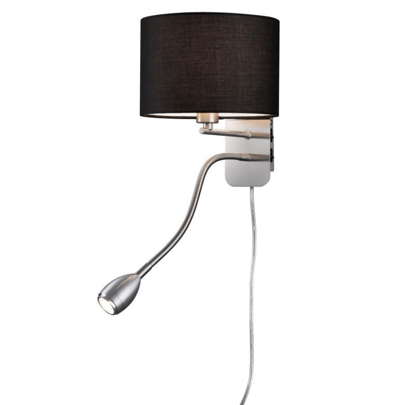 Seinävalaisin Round 200x250x285 mm LED-lukuvalolla musta/harjattu teräs