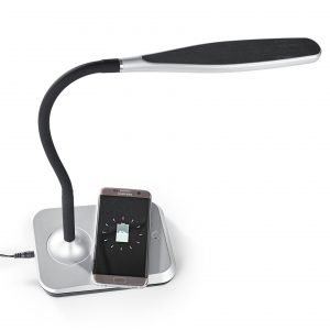 Trio Charger Led Pöytävalaisin + Puhelimen Lataustelakka Harmaa