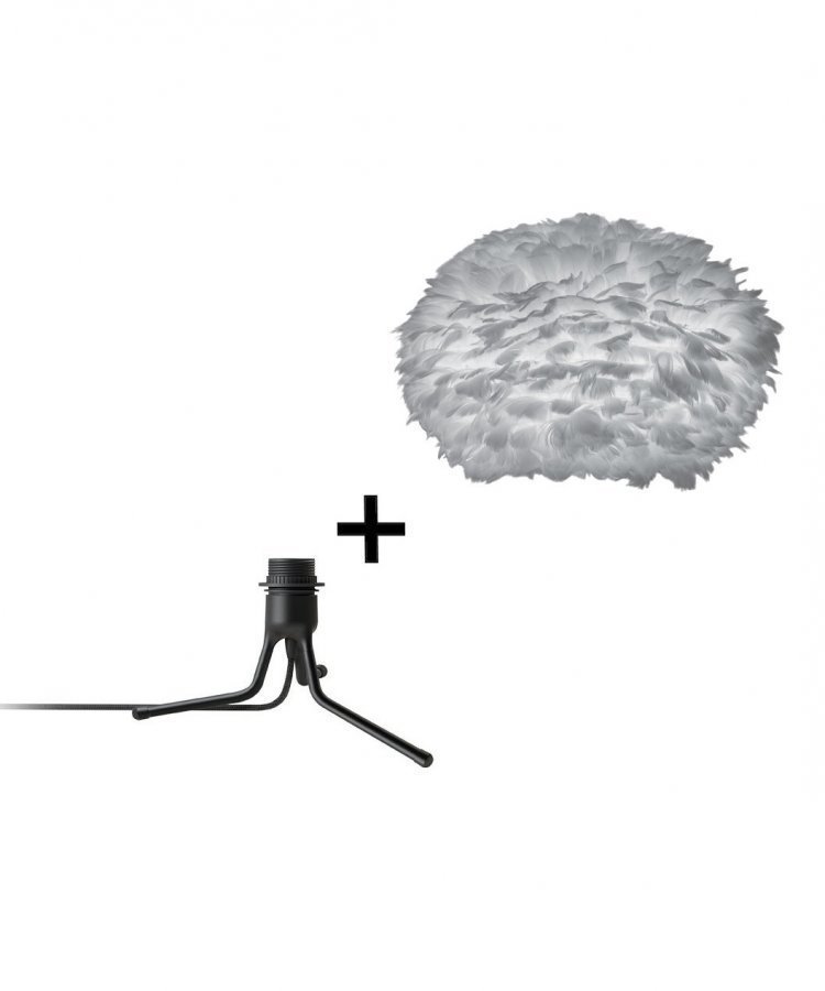 Vita Eos Medium Pöytävalaisin + Mini Jalka Harmaa / Musta