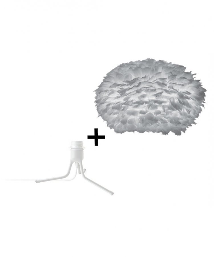 Vita Eos Medium Pöytävalaisin + Mini Jalka Harmaa / Valkoinen