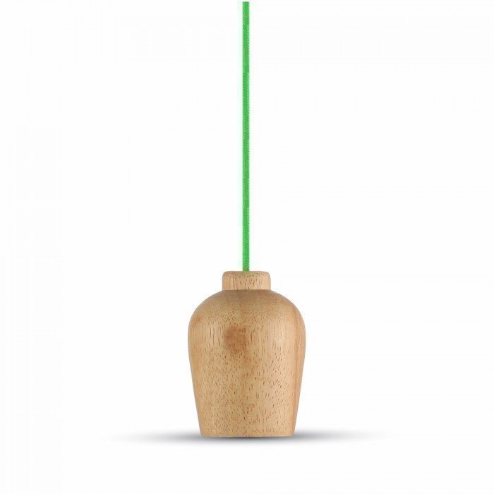Wood LED Pendant Green Wire