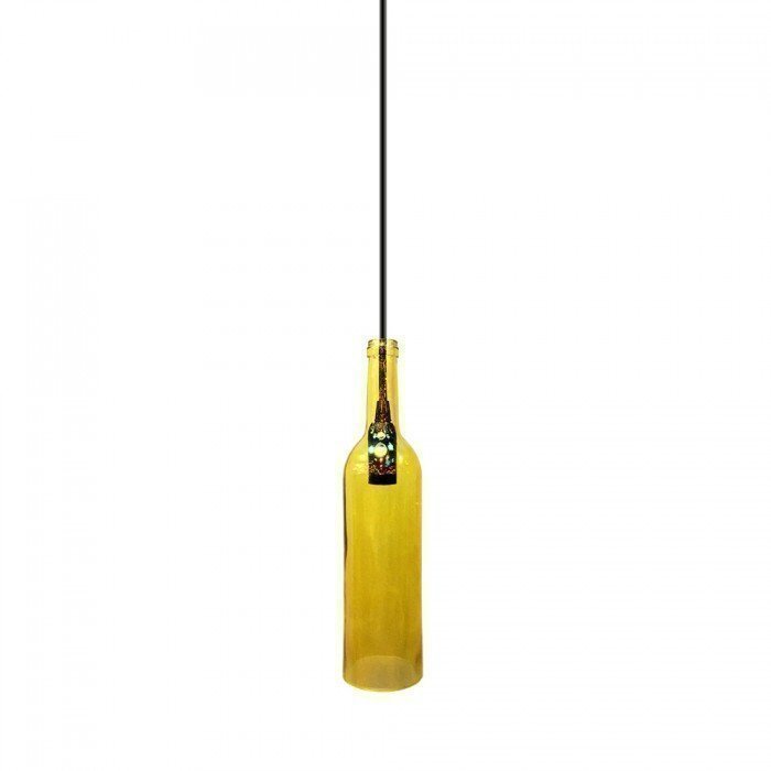 Yellow Glass Bottle LED Pendant
